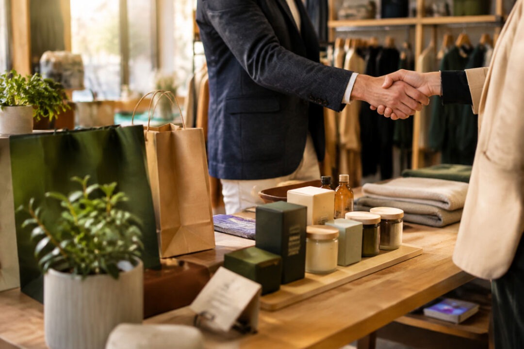 Due marchi collaborano in un negozio, esempio di co-marketing retail tra insegna e fornitore